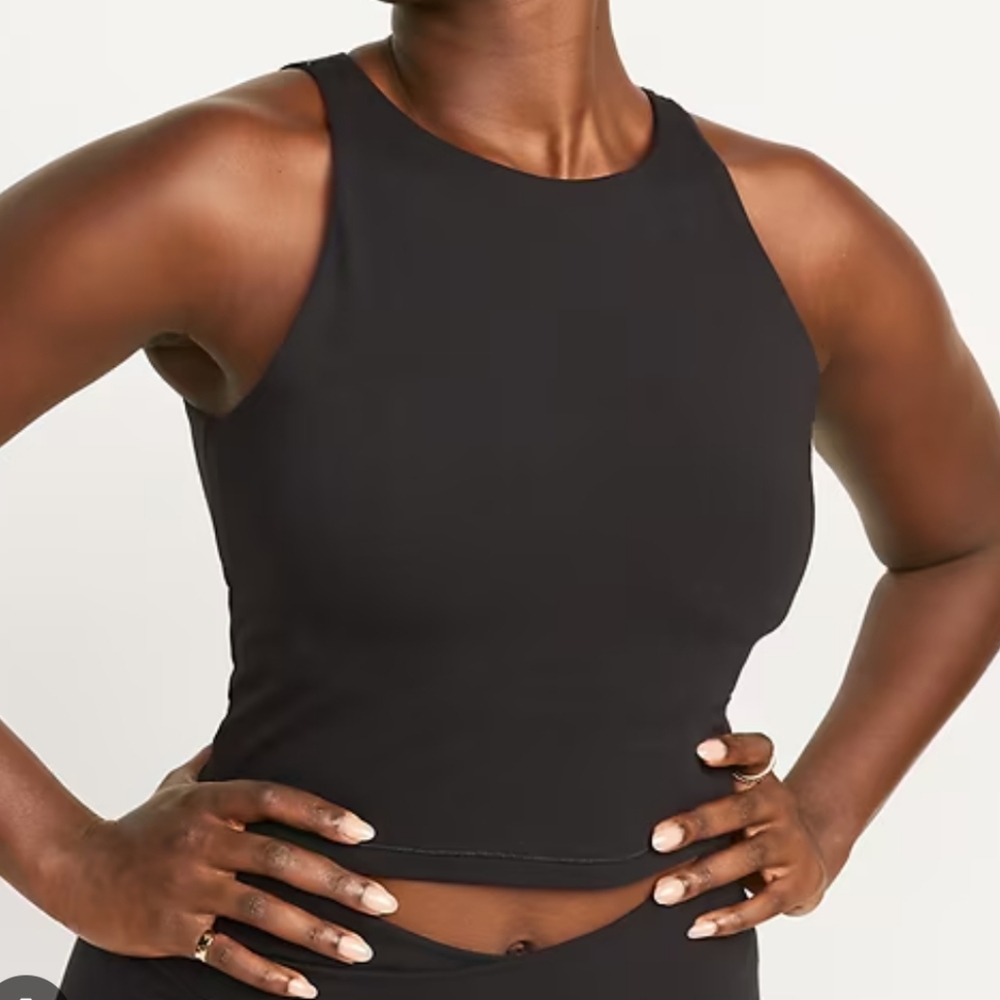Old Navy Active Powerchill Crop Top With Attached Shelf Bra In Black Size 4X